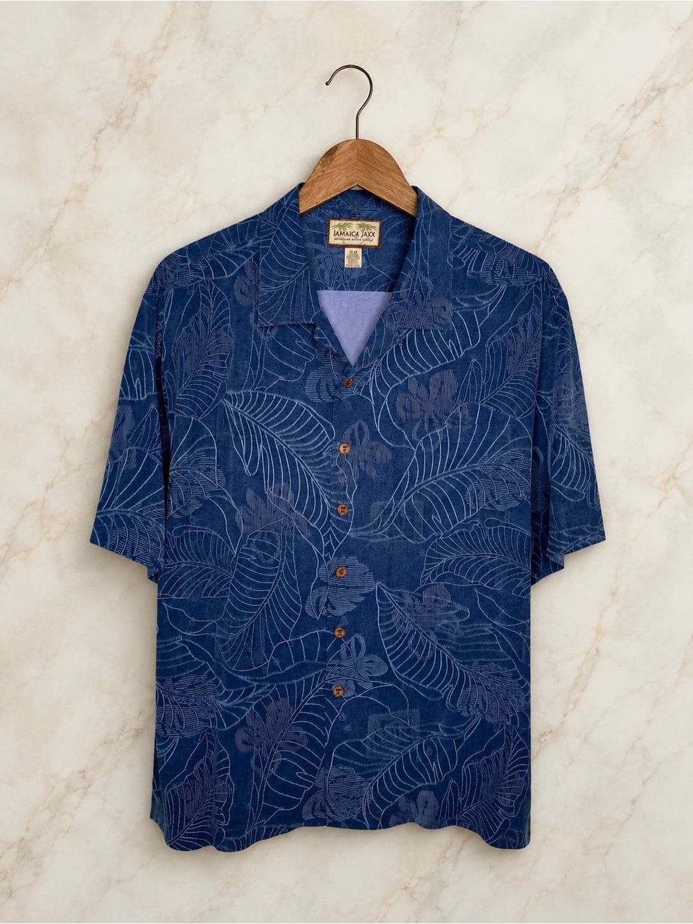 Jamaica Jaxx Men's Blue Tropical Button-Up Shirt